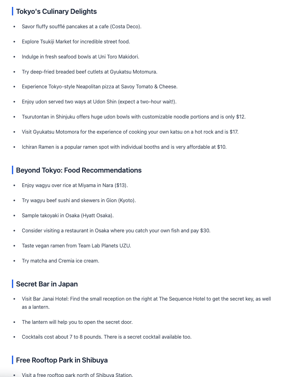 A full Japan trip planner extracted from saved travel Reels, covering Tokyo, Kyoto, Osaka, and Nara